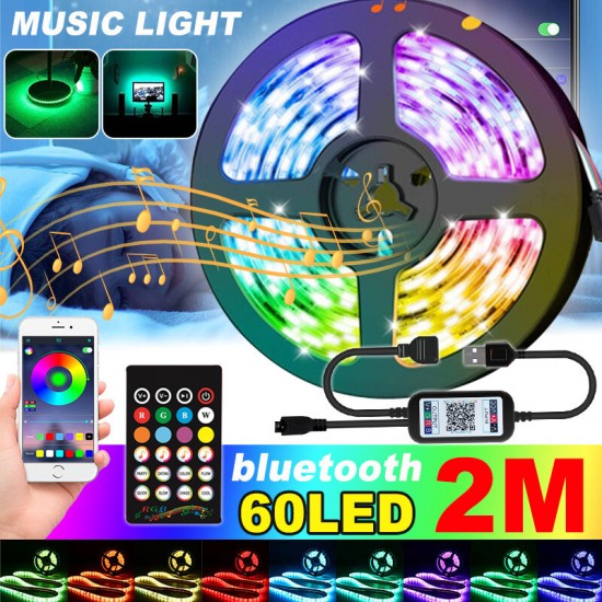 2M 60 LED bluetooth String Light 5V USB Tape Dimmable Strip Lamps RGB IR Remote Christmas Decorations Clearance Christmas Lights