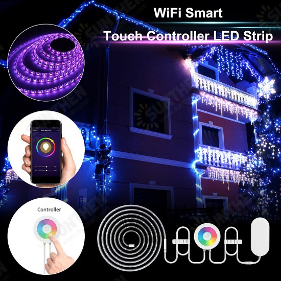 2M Waterproof SMD5050 RGB Smart WIFI LED Strip Light Work With Alexa Echo Voice Control DC12V