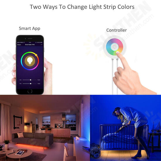 2M Waterproof SMD5050 RGB Smart WIFI LED Strip Light Work With Alexa Echo Voice Control DC12V