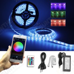 2PCS 5M 5050 SMD RGB Waterproof LED Strip Lights + Wifi Alexa Amazon Controller + DC12V Power Supply