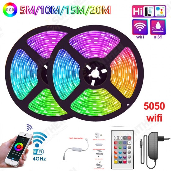 5M 5050LED Smart Graffiti APP Light Strip Set Wifi Music Light Strip 24-key Epoxy Waterproof Light Strip