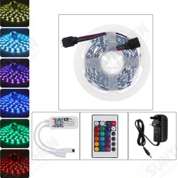 5M 5050SMD Non-waterproof RGB LED Strip Light with 24Keys Remote Control Support Alexa Google Home Christmas Decorations Clearance Christmas Lights