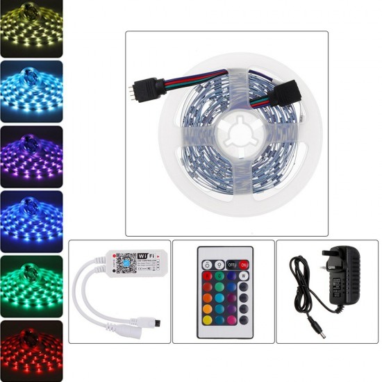 5M 5050SMD Non-waterproof RGB LED Strip Light with 24Keys Remote Control Support Alexa Google Home Christmas Decorations Clearance Christmas Lights
