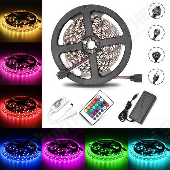 5M 60W SMD5050 Non-waterproof RGB LED Strip Light + WiFi Controller + Remote Control + Adapter DC12V Christmas Decorations Clearance Christmas Lights