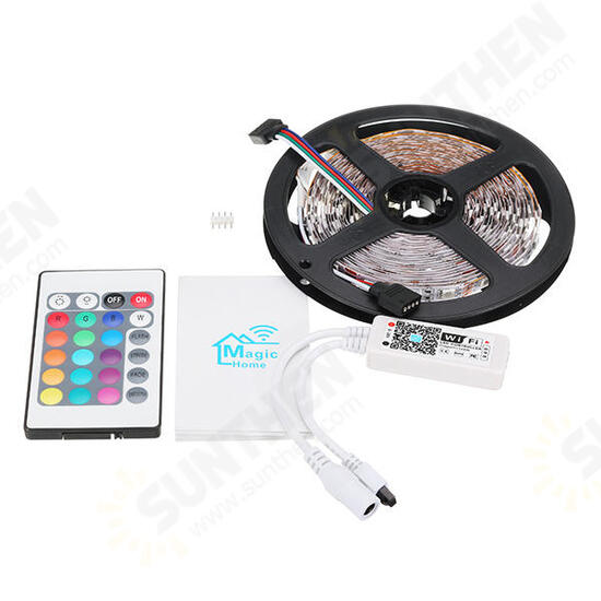 5M 60W SMD5050 Non-waterproof RGB LED Strip Light + WiFi Controller Works With Alexa DC12V 5M 60W SMD5050 Non-waterproof RGB LED Strip Light + WiFi Controller Works With Alexa DC12V
