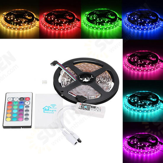 5M 60W SMD5050 Non-waterproof RGB LED Strip Light + WiFi Controller Works With Alexa DC12V 5M 60W SMD5050 Non-waterproof RGB LED Strip Light + WiFi Controller Works With Alexa DC12V