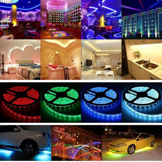 5M 60W SMD5050 Non-waterproof bluetooth APP Control RGB LED Strip Light Kit + 12V 5A Power Adapter Christmas Decorations Clearance Christmas Lights