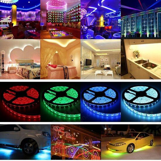 5M 60W SMD5050 Non-waterproof bluetooth APP Control RGB LED Strip Light Kit + 12V 5A Power Adapter Christmas Decorations Clearance Christmas Lights