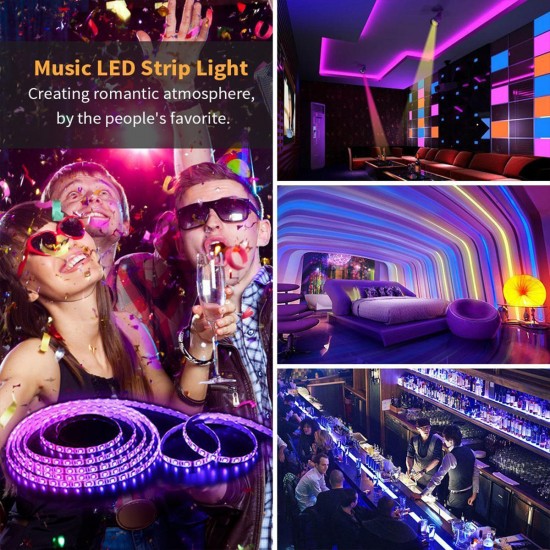 5M DC12V 5050 Dimmable Music Control RGB LED Strip Light TV Backlighting+20Keys Remote Control for Home Decor