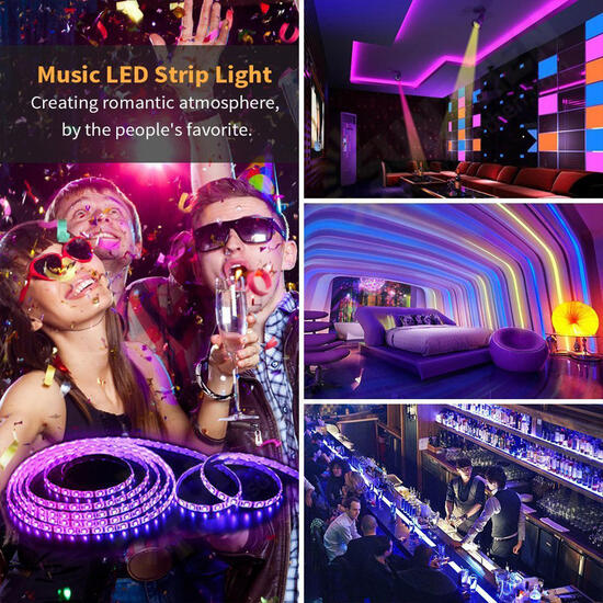 5M DC12V 5050 Dimmable Music Control RGB LED Strip Light TV Backlighting+20Keys Remote Control for Home Decor