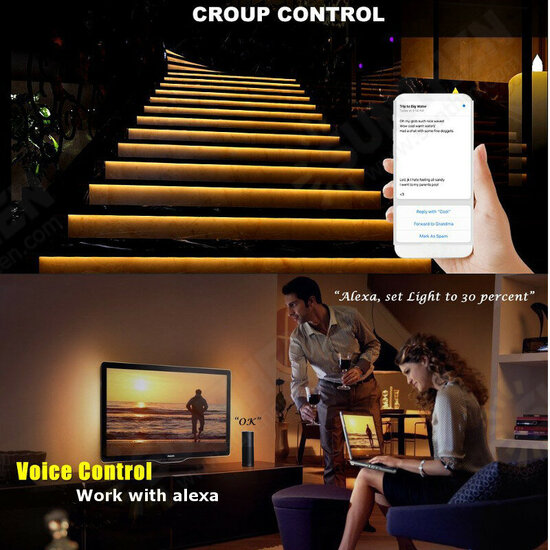 5M SMD2835 Alexa Smart Home WIFI Controller APP Control Non-waterproof RGB LED Strip Light DC12V Christmas Decorations Clearance Christmas Lights