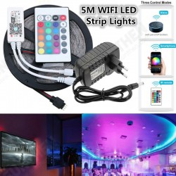 5M SMD2835 Alexa Smart Home WIFI Controller APP Control Non-waterproof RGB LED Strip EU Power Adapter DC12V Christmas Decorations Clearance Lights 5M SMD2835 Alexa Smart Home WIFI Controller APP Control Non-waterproof RGB LED Strip EU Power Adapter DC12V Christmas Decorations Clearance Lights