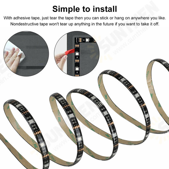 5V USB LED Strip Lights 5050 RGB Bluetooth APP Control Dimmable TV Back Lighting Smart Strips