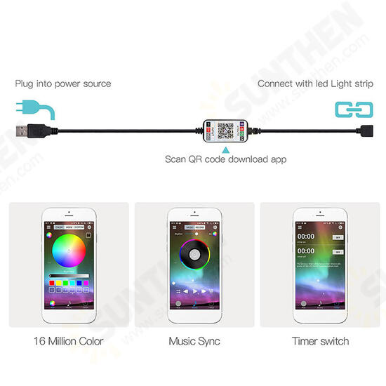 5V USB Power bluetooth Music Remote APP LED Strip Light 5050 RGB TV Backlight Decoration Christmas Decorations Clearance Christmas Lights