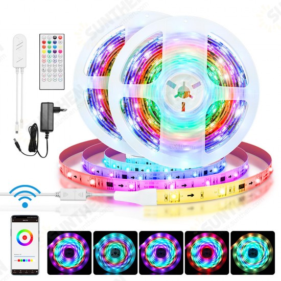 BW-LT31 5M/10M Built-in IC Smart Wi-Fi RGB Magic LED Strip Light+40Keys IR Remote Control for Alexa Google Assistant Christmas Decor Clearance Lights