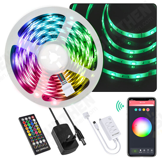 BW-LT34 5M WiFi RGB Music LED Strip Kit+EU/US Plug+40 keys IR Remote Control for Alexa Google Assistant Decorations Clearance Lights