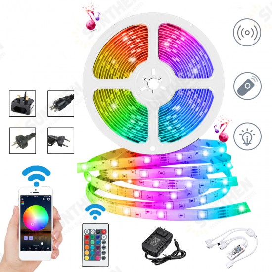 DC12V 10M Non-waterproof DIY 2835 RGB WiFi Smart 600LED Strip Light for Alexa Google Home for Home Decor Christmas Decorations Clearance Lights