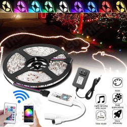 DC12V 5M SMD2835 24W Waterproof Alexa Smart Home WIFI Controller APP Control RGB LED Strip Light Christmas Decorations Clearance Christmas Lights