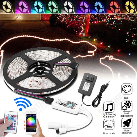 DC12V 5M SMD2835 24W Waterproof Alexa Smart Home WIFI Controller APP Control RGB LED Strip Light Christmas Decorations Clearance Christmas Lights