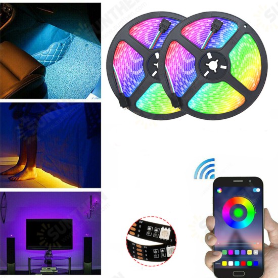 DC5V Non-waterproof 0.5m 2m 3m 5m 5050 bluetooth APP Control RGB USB LED Strip Light KTV Hotel Home Decor Christmas Decorations Clearance Lights