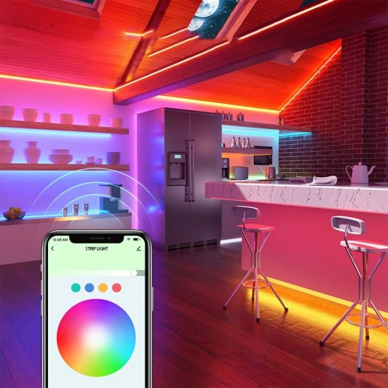 Smart LED Strip Light RGB Multicolor Changing Dimmable Music Sync Remote Control Voice Control Works With Alexa And Google Home
