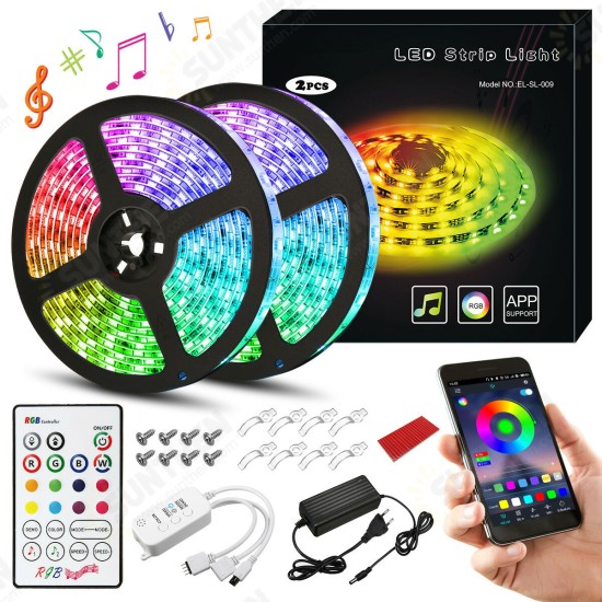 LED Strips Lights 10m RGB 300 5050SMD bluetooth APP Music Speaker IP67 Waterproof Color Changing Rope Lights with Remote Adhesive Full Kit