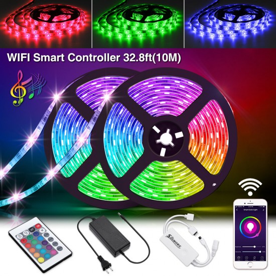 2*5M LED Strips WiFi Wireless Smart Phone APP Control 300 LED Light Waterproof IP65 Flexible RGB 24 Buttons Christmas Decorations Clearance Lights