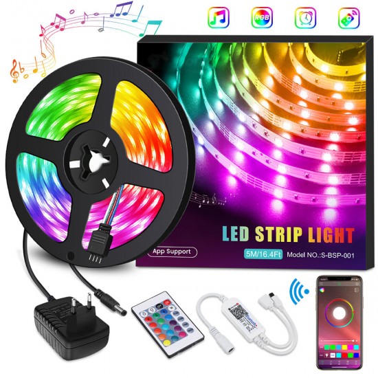Light Strips Music RGB light strips Smart Phone App Controlled Ehome Light with Overcurrent Protection 20-Key Remote Control