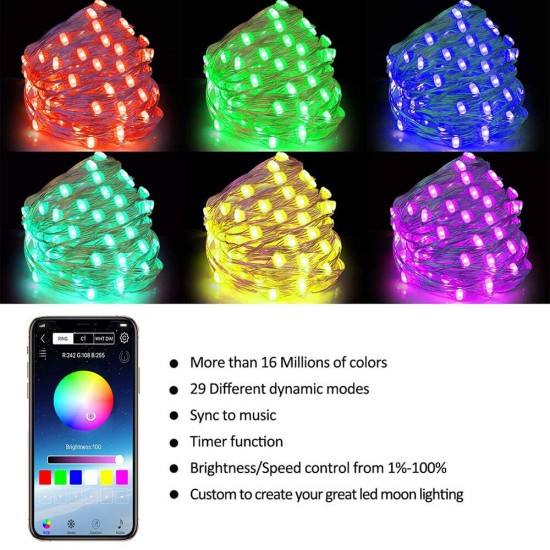 Smart for Alexa WiFi LED RGB Fairy String Light USB Waterproof Garden Decor Lamp