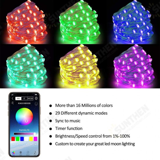 Smart for Alexa WiFi LED RGB Fairy String Light USB Waterproof Garden Decor Lamp