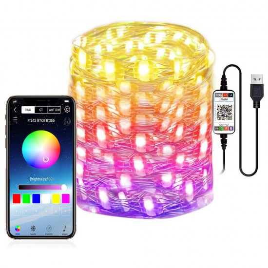 Smart for Alexa WiFi LED RGB Fairy String Light USB Waterproof Garden Decor Lamp
