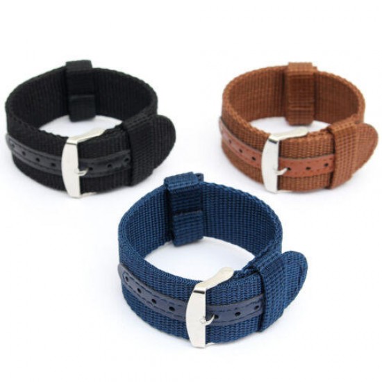 18/20/22/24mm Waterproof Watch Band Mens Army Military Nylon Canvas Wrist Bracelet Strap Replacement