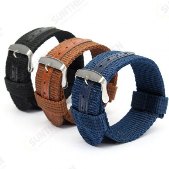 18/20/22/24mm Waterproof Watch Band Mens Army Military Nylon Canvas Wrist Bracelet Strap Replacement