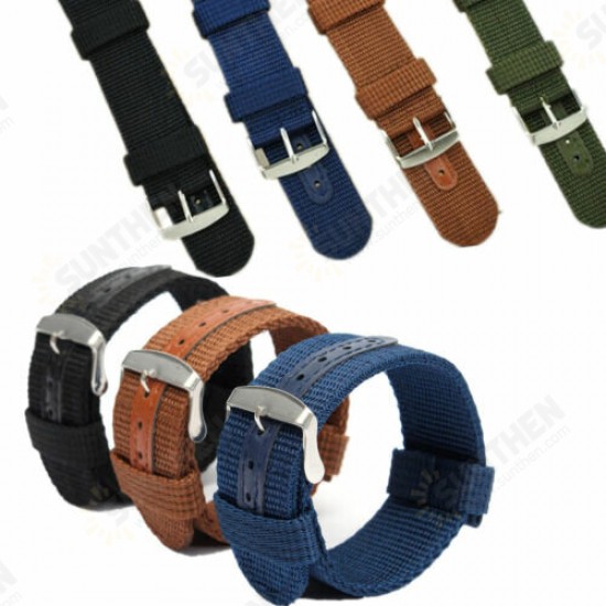 18/20/22/24mm Waterproof Watch Band Mens Army Military Nylon Canvas Wrist Bracelet Strap Replacement