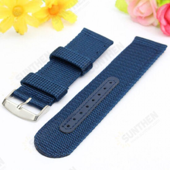 18/20/22/24mm Waterproof Watch Band Mens Army Military Nylon Canvas Wrist Bracelet Strap Replacement