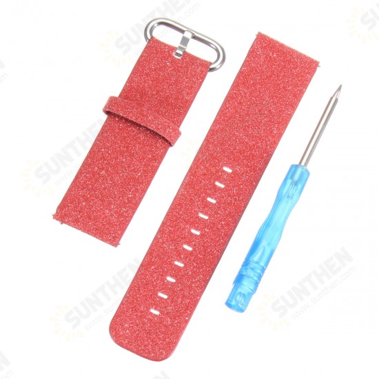 195x22mm Leather Wrist Bracelet Softness Comfortable Watch Band Strap for Fitbit Smart Watch