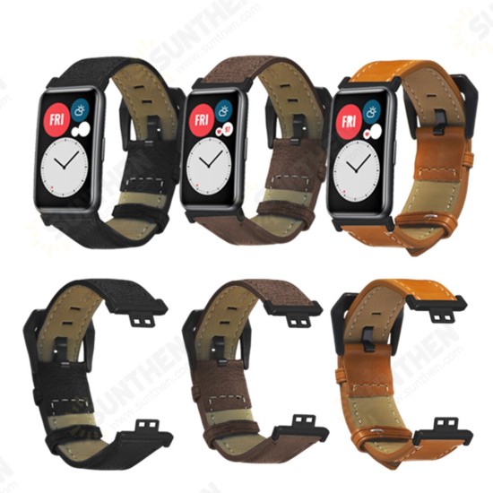 20mm Soft Retro Texture Leather Watch Strap Watch Band for HUWATCH FIT