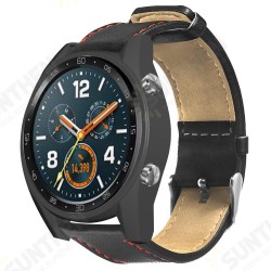 22mm Red Thread Single Leather Strap Watch Band for HuWatch GT Active Elegant 22mm Red Thread Single Leather Strap Watch Band for HuWatch GT Active Elegant