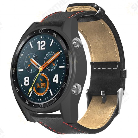 22mm Red Thread Single Leather Strap Watch Band for HuWatch GT Active Elegant 22mm Red Thread Single Leather Strap Watch Band for HuWatch GT Active Elegant