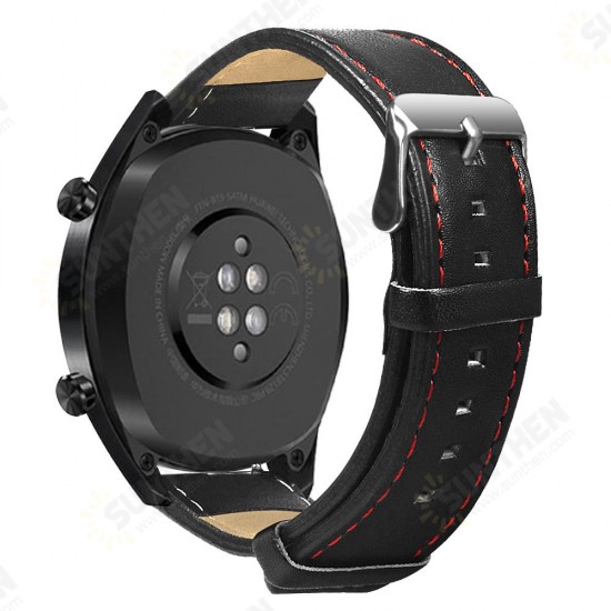 22mm Red Thread Single Leather Strap Watch Band for HuWatch GT Active Elegant 22mm Red Thread Single Leather Strap Watch Band for HuWatch GT Active Elegant