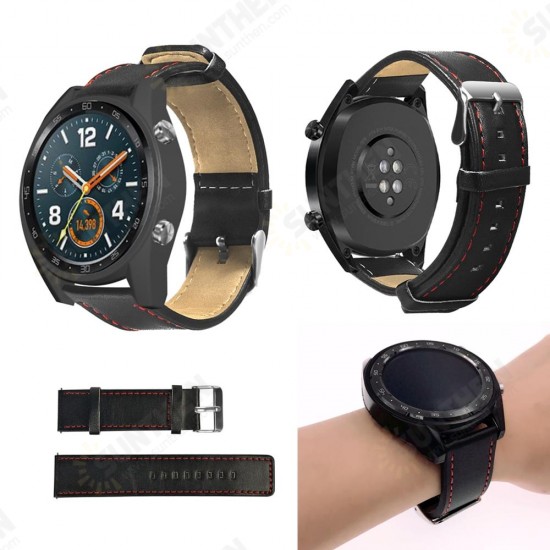22mm Red Thread Single Leather Strap Watch Band for HuWatch GT Active Elegant 22mm Red Thread Single Leather Strap Watch Band for HuWatch GT Active Elegant