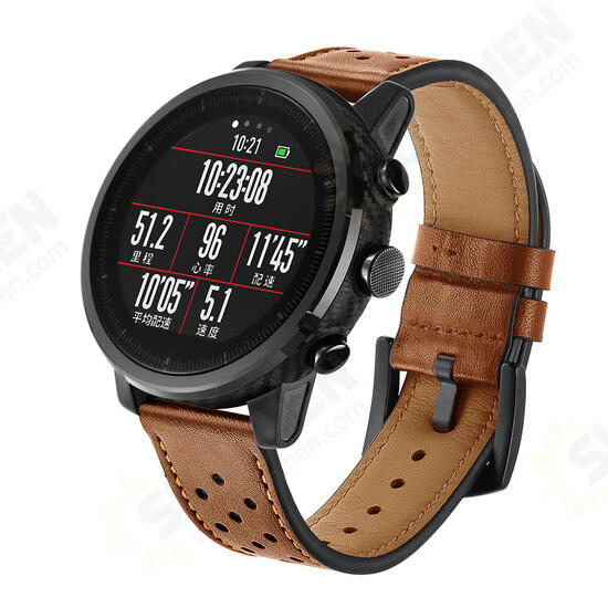 22mm Replacement Genuine Leather Watch Band for Xiaomi AMAZFIT Huami Strato Sports Smart Watch 2