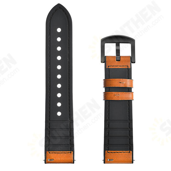 22mm Silica gel Inside External Leather Watch Band Watch Strap for Xiaomi Amazfit 2 Non-original 22mm Silica gel Inside External Leather Watch Band Watch Strap for Xiaomi Amazfit 2 Non-original