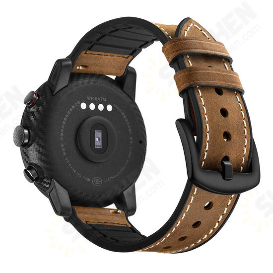 22mm Silica gel Inside External Leather Watch Band Watch Strap for Xiaomi Amazfit 2 Non-original 22mm Silica gel Inside External Leather Watch Band Watch Strap for Xiaomi Amazfit 2 Non-original