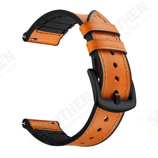 22mm Silica gel Inside External Leather Watch Band Watch Strap for Xiaomi Amazfit 2 Non-original 22mm Silica gel Inside External Leather Watch Band Watch Strap for Xiaomi Amazfit 2 Non-original