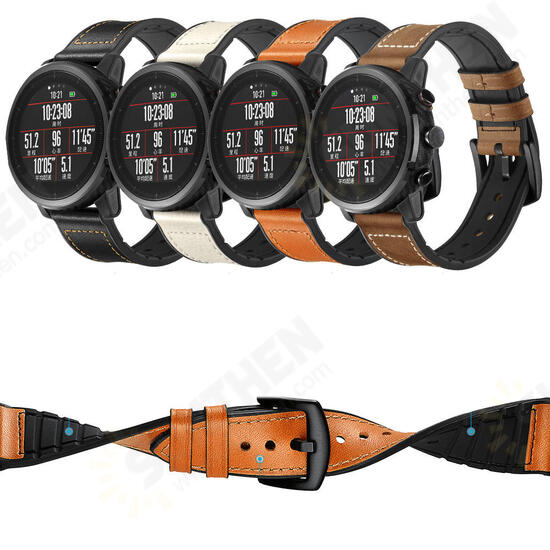 22mm Silica gel Inside External Leather Watch Band Watch Strap for Xiaomi Amazfit 2 Non-original 22mm Silica gel Inside External Leather Watch Band Watch Strap for Xiaomi Amazfit 2 Non-original