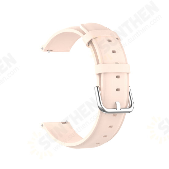 22mm Universal Watch Band Round Tail Leather Watch Strap for HuWatch GT2 Pro/ GTS/ BW-HL3/ LS05