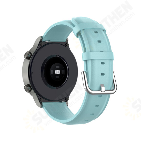 22mm Universal Watch Band Round Tail Leather Watch Strap for HuWatch GT2 Pro/ GTS/ BW-HL3/ LS05