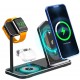 3-in-1 15W Type-C Wireless Charger Dock Stand Built-In Metal Heat Sink Mobile Phone Holder for iPhone 12 iWatch Airpods Pro