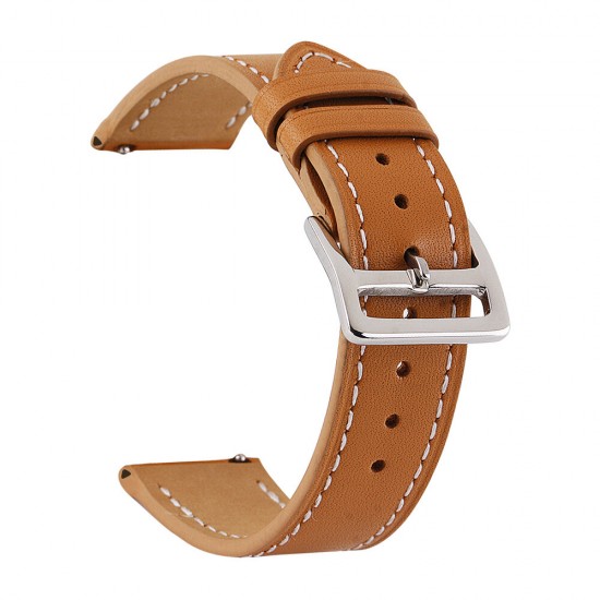 18/20/22/24mm Width Casual Pure First-Layer Genuine Leather Watch Band Strap Replacement for Samsung Gear S3